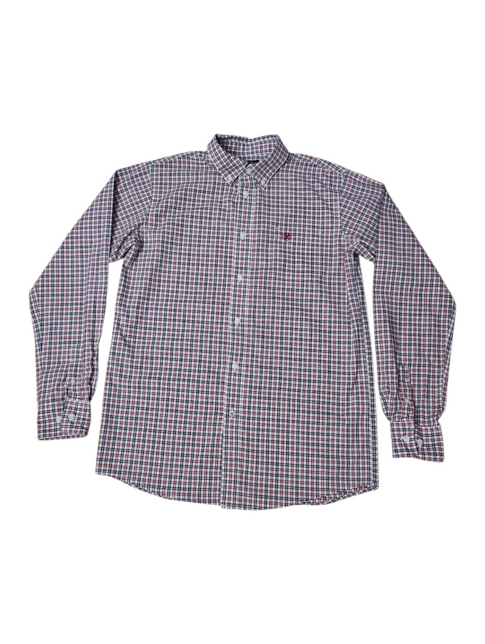 Ariat Pro Series Boys Long Sleeve Plaid Button Down Shirt Size XL 18 Stretch